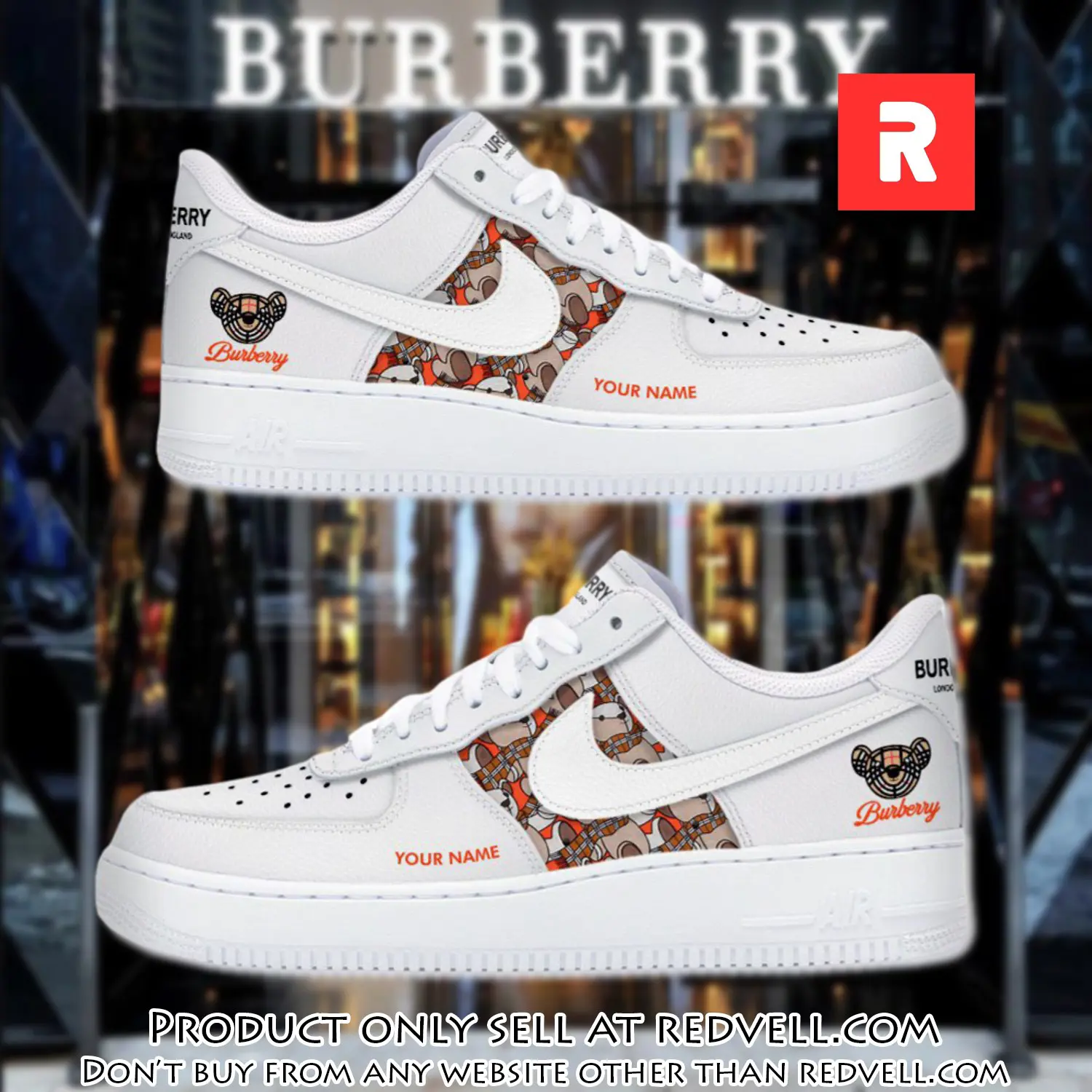Personalized burberry luxury air force 1 sneakers limited af1 shoes oaf1000 rv3446325